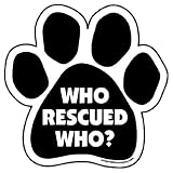 Imagine This Who Rescued Who Paw Shaped Car Magnet