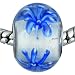 Pugster Round Blue Flowered Murano glass beads - fits Pandora Beads Bracelet
