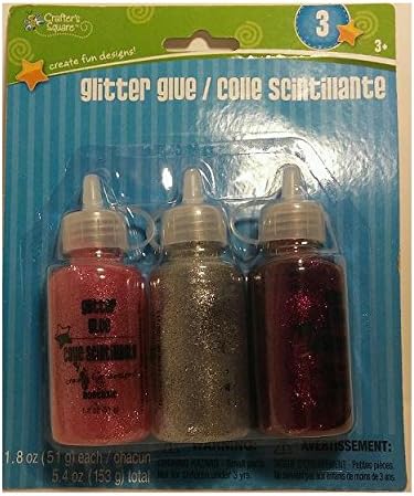 Fun Glitter Glue 3 Colors Pink Silver Magenta - Add Extra Sparkles of Color to Creative Projects! Use if writing, dabbing, edging, embellishing, decorating cards, gifts, craft projects and more!