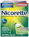 Nicorette Coated Gum 2mg, 100 pieces (Fresh Mint)