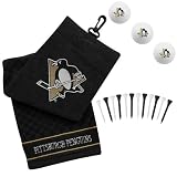 NHL Pittsburgh Penguins Embroidered Golf Towel, Golf Balls & Multicolored Tees Gift Set - Black