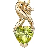 Classical Inspiration 0.79 cts Heart Shape Peridot Diamond Pendant 14Kt Yellow Gold