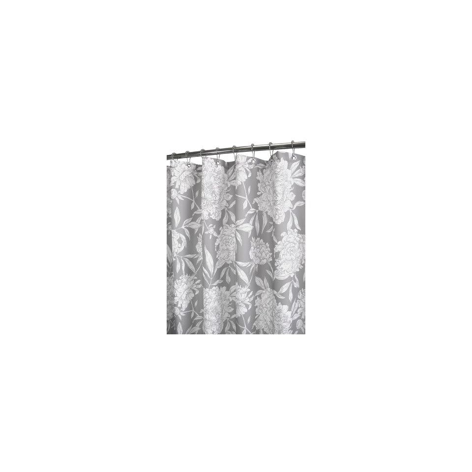 Park B Smith Peony Watershed Shower Curtain Antique Silver White