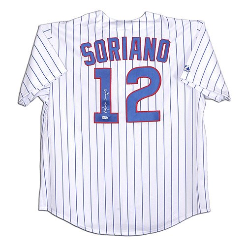 Mounted Memories Chicago Cubs Alfonso Soriano Autographed Pinstripe Majestic Jersey