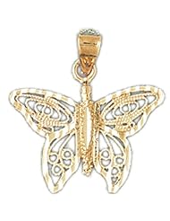 Dazzlers Solid 14k Gold Filigree Butterfly Charm Pendant Available in three colors from jewelsberry (weights: 1.1 grams only)