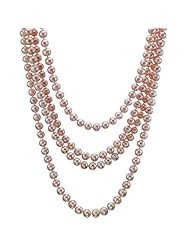 HinsonGayle Premium Handpicked Ultra-Luster Pink Circlé Baroque Cultured Pearl Rope Necklace (DIVA Collection, 82")