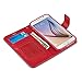 J&D Case Compatible for Samsung Galaxy S6 Case, Wallet Stand Slim Fit Heavy Duty Protective Anti-Shock Flip Cover with Card Slots for Galaxy S6 Wallet Case, Red