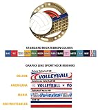Volleyball Color Medals Trophys Trophies M-545V VOLLEYBALL MANIA NECK RIBBON GOLD MEDAL