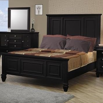 Coaster King Size Bed Cape Cod Style in Black Finish