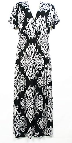Annie's Fashion Women's Plus Size Comfy Fit Allover Print Full Length Summer Dress (XXXXL, Black/White)