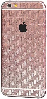 Uniqe Luxury Carbon Fiber Glittering Crystal Diamond Full Protector Back Film Bling Sticker Decal for iPhone 6 Plus/iPhone 6s Plus (5.5 inch Pink)