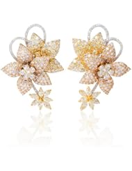 Diamond 18k Three Tone Gold Earrings
