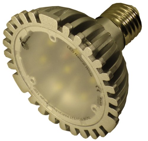 ecoBrites eco-friendly  &  energy efficient LED Light Bulb 7w (to replace 60w incandescent), PAR 30 / R 30 Natural White Light output, Wide Angle Beam, ideal for Recessed Downlights, Spotlights, Track Lights  &  Floodlights (replacement or retrofit of Incandescent, Halogen, Fluorescent  &  CFL Bulbs)