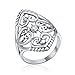 Elegant Silver Cz Filigree Hearts Stainless Steel Rings for Women Lady Gifts
