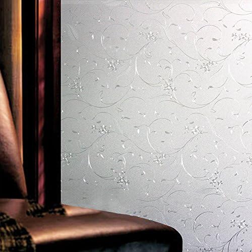 New Lifetree Vinyl Lace Designer Non-Adhesive Frosted Privacy Window Film,Decorative Window Glass Film for Mall Glass Wall /Glass Door/Kitchen/Bath Room/Bedroom/Privacy Window(White,45*200CM)