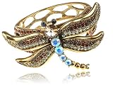 Beautiful Clear Ruby Crystal Rhinestone Dragonfly Insect Bracelet Bangle Cuff