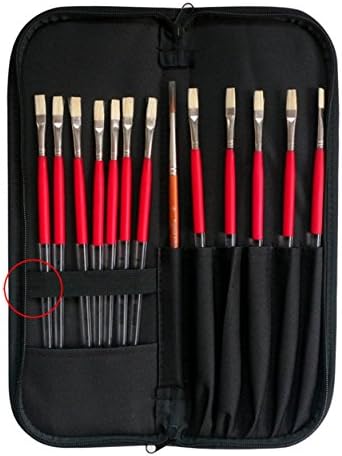 Cergio Paintbrush Storage Case Organizer, Carry Zippered Brush Carrier, Long Handle, Art Brush Holder (Black)