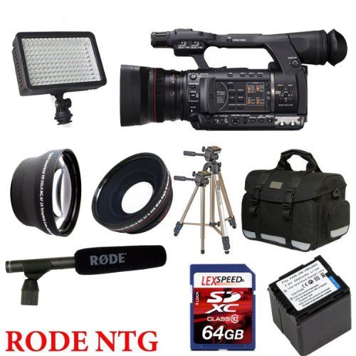Panasonic AG-AC130A Camcorder + NTG1 Mic + Battery + 64GB (10) + 0.45X Wide Angle Lens + 2x Telephoto Lens + Case + Tripod + Led Light + Filter Kit Panasonic AG-AC130A Camcorder + NTG1 Mic + Battery + 64GB (10) + 0.45X Wide Angle Lens + 2x Telephoto Lens + Case + Tripod + Led Light + Filter Kit