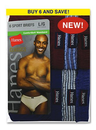 Hanes Classic Sport Brief 6-Pack Underwear, Dark Assorted, Medium
