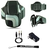 Black Adjustable Deluxe Sportband / Workout Armband with Adaptable Neck Str ....