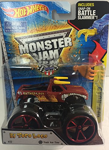 Hot Wheels Monster Jam El Toro Loco Track Ace Tires Monster Truck With Snap-On Battle Slammer Off-Road