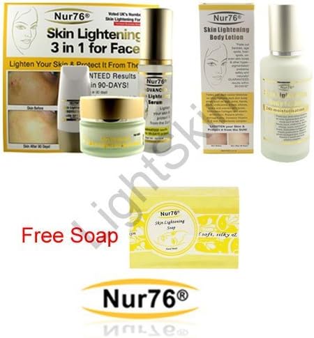 Nur76 Advanced 3in1 + Body Lotion + FREE Nur76 Soap : Skin Lightening (RRP 180) by Nur76