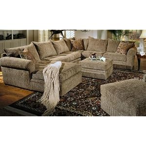 Olive Green Brown Chenille Fabric Westwood Sectional Sofa Couch With Coffee Table Ottoman