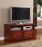 Walnut Finish Wood Plasma TV Console Stand Entertainment Center