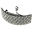 Large Black With Clear Crystal 4" Hair Barette Clip
