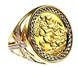 Image of 9ct Gold Rhodium Plated Diamond Set St.George With Union Jack Shoulders Ring
