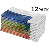 Cotton Craft Ombre Napkins Multicolor 12 Pack Oversized 20x20 Pure 100% Cotton - Set contains three each Blue, Green, Red & Grey - Mitered corners - Napkins are 38% larger than standard size napkins