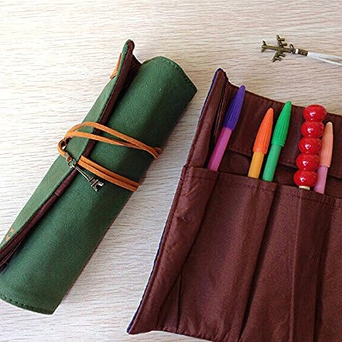 Roll up Canvas Student Pen Pencil Case Pouch Cosmetic Makeup Bag