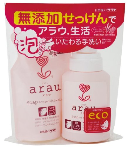 アラウ.泡ハンドソープ 本体 ポンプ付 250ml + つめかえ 220ml (無香料・無着色・保存料無添加)