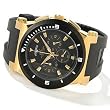 Adee Kaye Mens Large Gold Diver Chronograph Watch w/ Black Dial