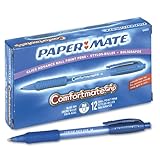 Paper Mate Comfortmate Grip Retractable Ballpoint Pens, 12 Blue Ink Pens (6410131)