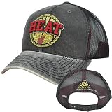 NBA Miami Heat Distressed Vintage Style Snapback Gray Denim Black Mesh Hat Cap