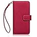 iPhone 6S Plus Case, Terrapin [Red] [Lily Floral Interior] Textured PU Leather Wallet Case with Card Slots Cash Compartment and Detachable Wrist Strap for iPhone 6 Plus / 6S Plus - Red