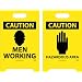 NMC FS3 Double Sided Floor Sign, "CAUTION MEN WORKING - HAZARDOUS AREA", 12" Width x 20" Height, Corrugated Polyethylene, Black on Yellow
