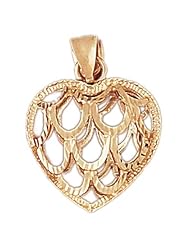 Dazzlers Solid 14k Gold 3D Heart Charm Pendant Available in three colors from jewelsberry (weights: 5.6 grams only)