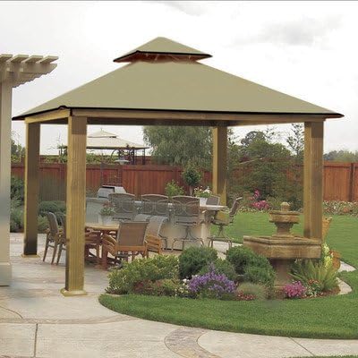 ACACIA 14 Ft. x 14 Ft. Aluminum Gazebo Color: Khaki