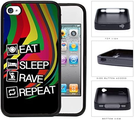 Eat Sleep Rave Repeat Rubber Silicone TPU Cell Phone Case Apple iPhone 4 4s