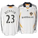 Galaxy adidas Big Kids LA Galaxy Rep "Beckham 23" L/S JSY ( sz. S, White/White : Galaxy )
