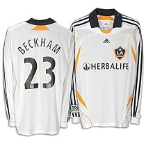 Galaxy adidas Big Kids LA Galaxy Rep "Beckham 23" L/S JSY ( sz. S, White/White : Galaxy )