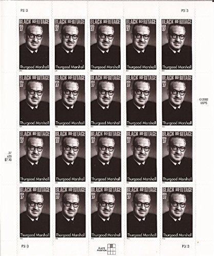 Thurgood Marshall - Black Heritage Sheet of Twenty 37 Cent Stamps Scott 3746