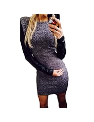Cotton/Knit Lace Above the Knee Long Sleeves Plaid Print Winter Mini Dress 