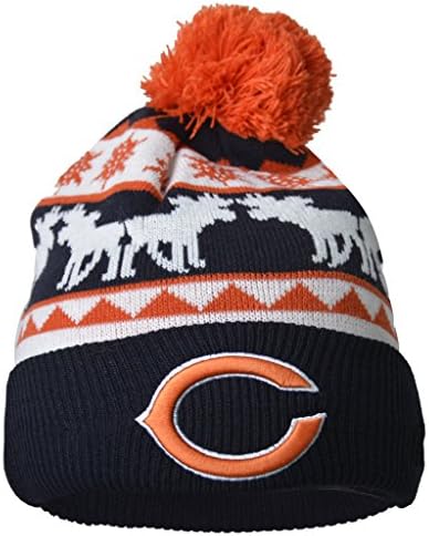 Slimio® Chicago Bears 3D Deer Fashion Cuffed Knit Pom Beanie - Pattern#01 OneSize