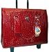 Bugatti Women Red Croco Embossed Rolling Briefcase Laptop