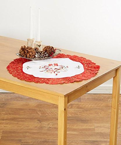 Editex Home Curtain Holiday Themed Round Doilie, 26-Inch, Bells
