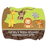 FunfariTM - Fun Safari Jungle - 16 Squiggle Personalized Baby Shower Sticker Labels