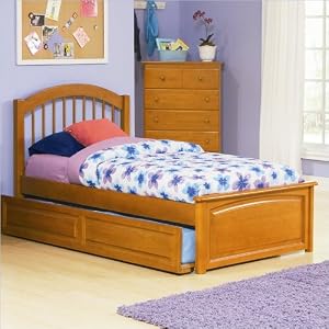 Queen Atlantic Furniture Windsor Platform Bed with Raised Panel Footboard in Caramel Latte Finish